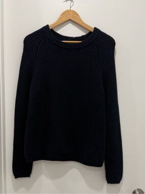 Quince 100 %Organic Cotton Fisherman Crew Sweater Navy Blue Size M